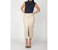 Black Tape - FAUX LEATHER MIDI SKIRT