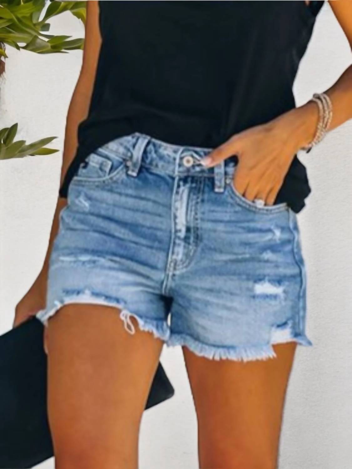 Anna-Kaci - Distressed Denim Shorts