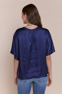 Sofia Ellie Top in navy - women's blouse - detail view