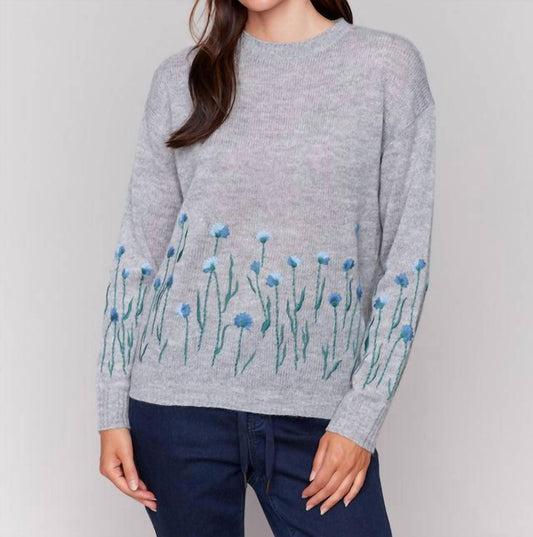 Charlie B - Embroidered Flower Sweater