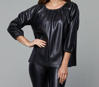 Dolce Cabo - Blakely Faux Leather Puff Sleeve Top