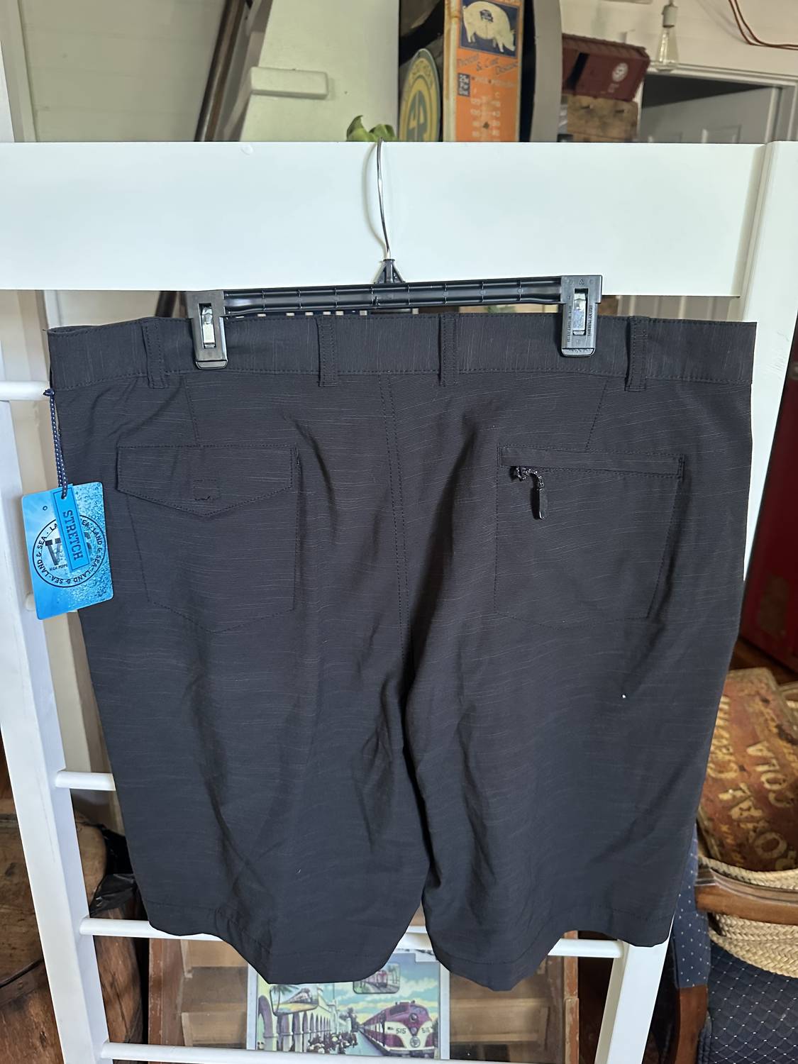VINTAGE 1946 Men's Board Shorts in black gray - men's shorts - detail view