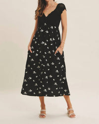 In February - Crochet Sweater Floral Midi Dress