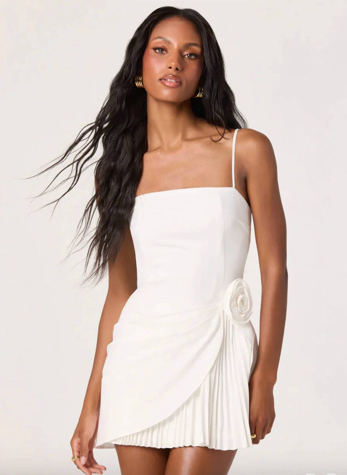 astr mini dress the Label | Blake Pleated in White dev-position-new-releases:number:179 Sequin mini dress Sleeveless Women's Mark My Words Color:ROYAL