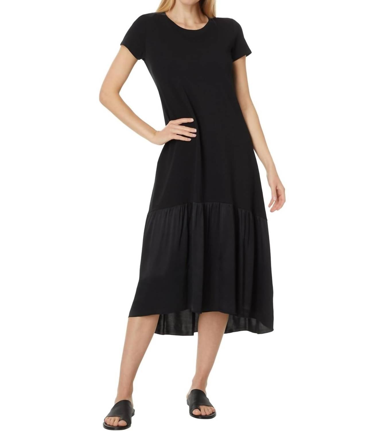 Elliott Lauren - Short Sleeve Satin Trim Dress