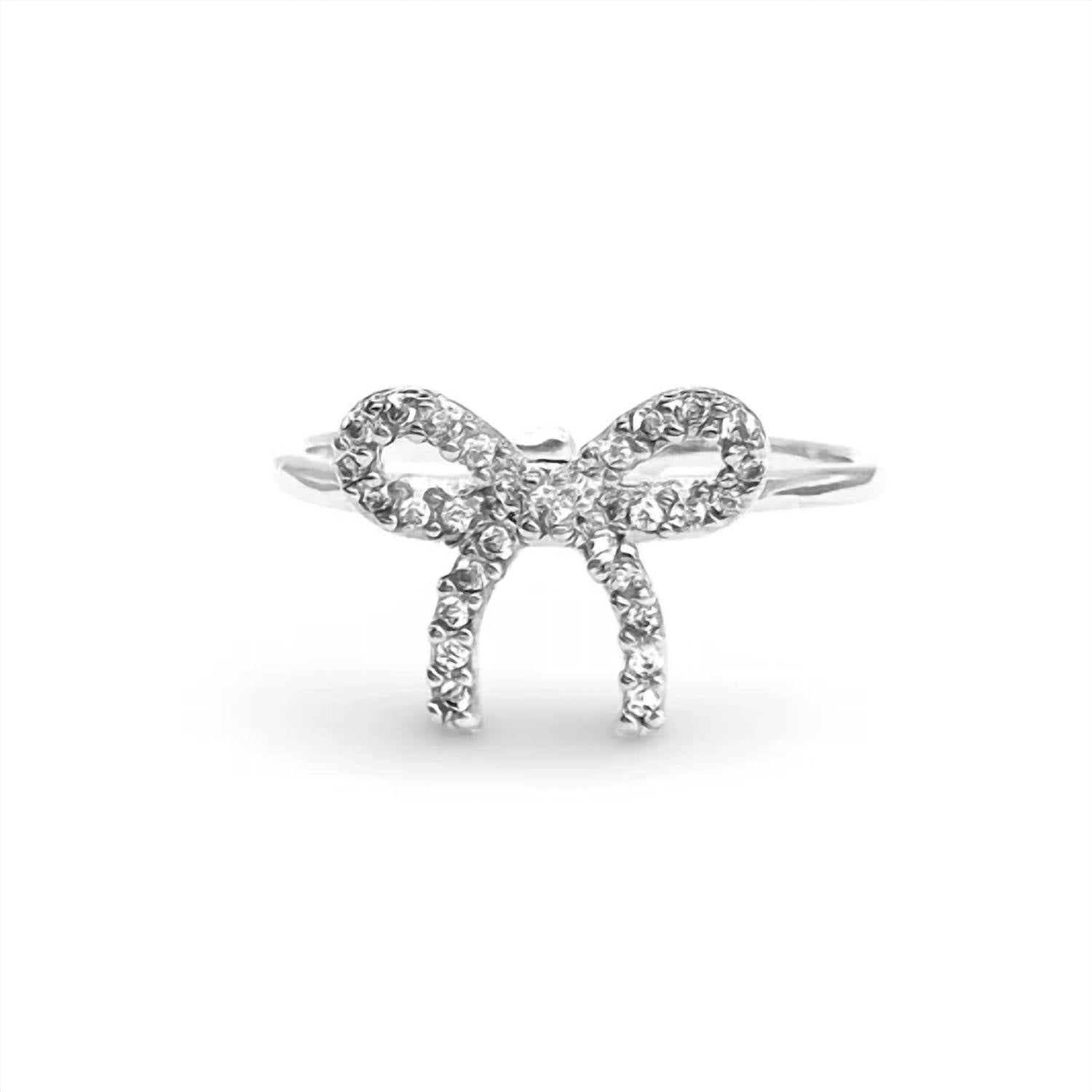 White Label - Women's Bow Rhinestone Adjustable Ring