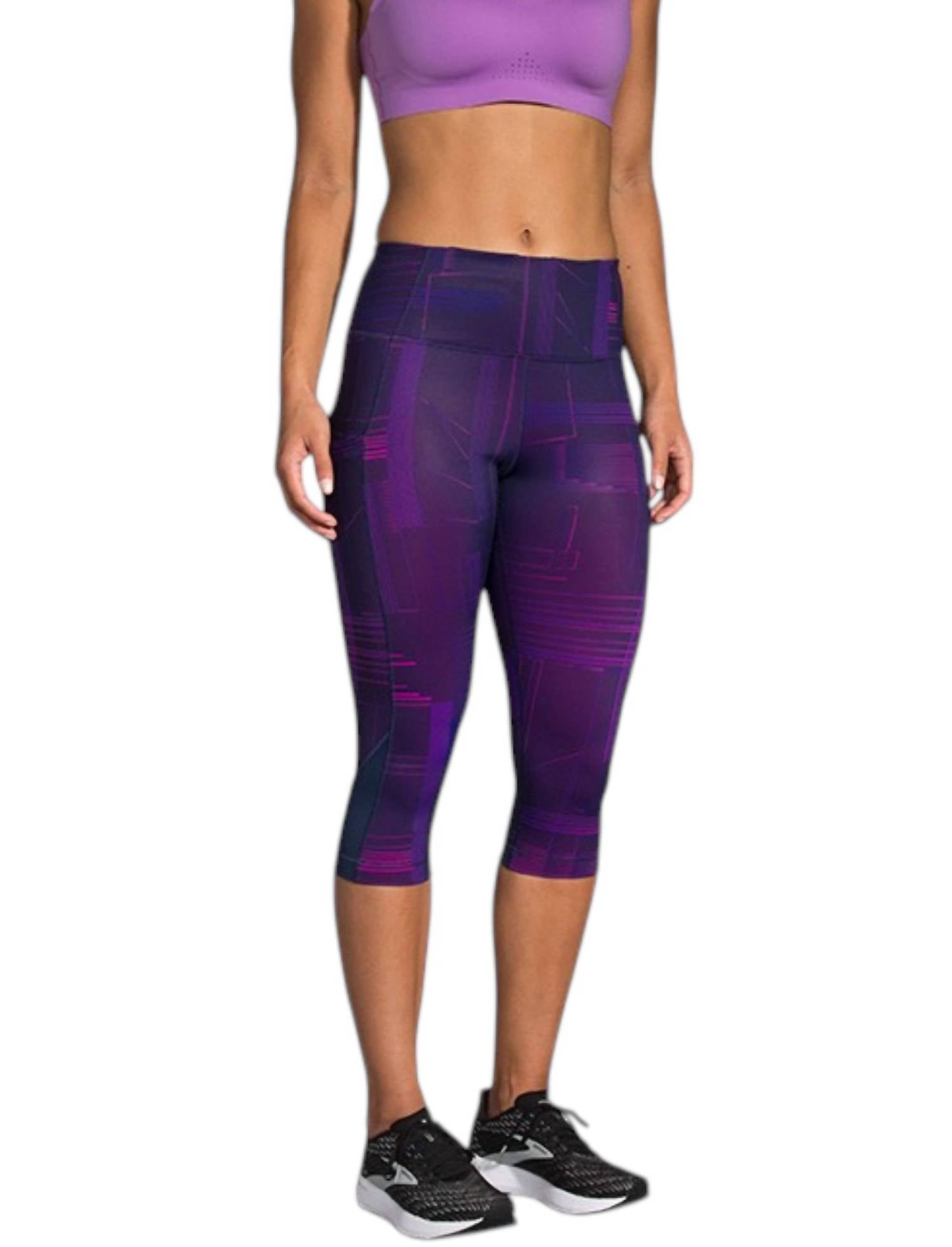 BROOKS Women's Method Half Crop Tight Leggings in matrix navy print - women's pants
