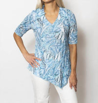 Sno Skins - Printed Crinkle Johnny Collar Top