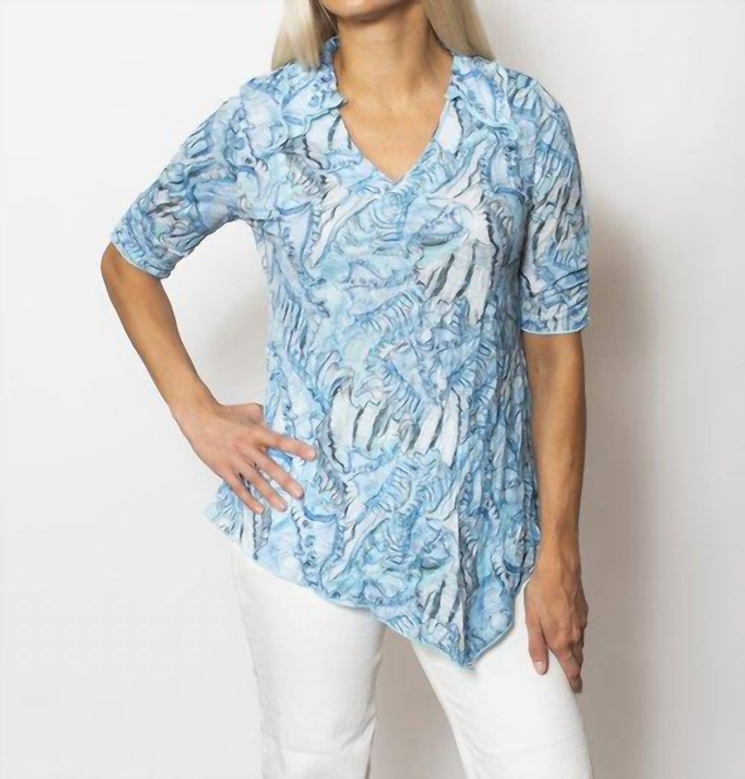 Sno Skins - Printed Crinkle Johnny Collar Top