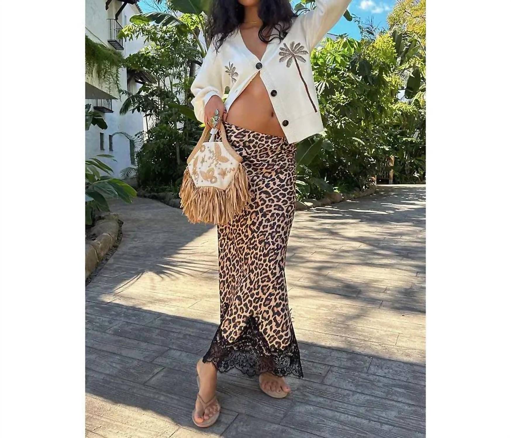 never fully dressed Maeva Lace Midi Skirt in leopard - women's skirt - view 4