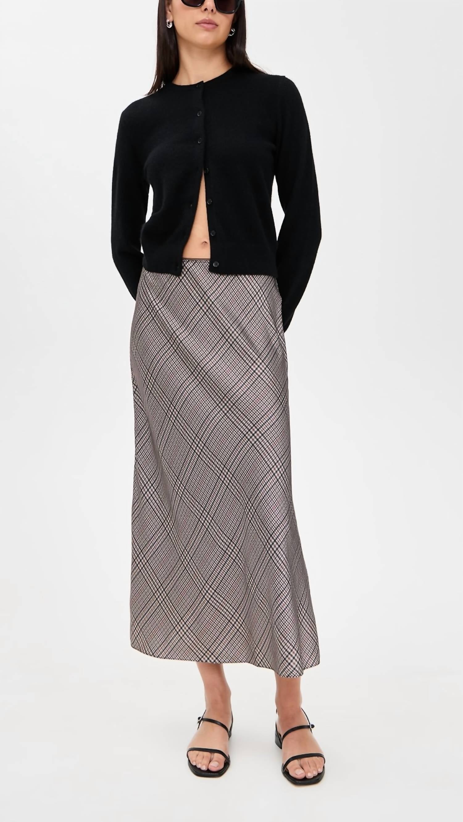Vince - Pressed Plaid Shaped Hem Skirt