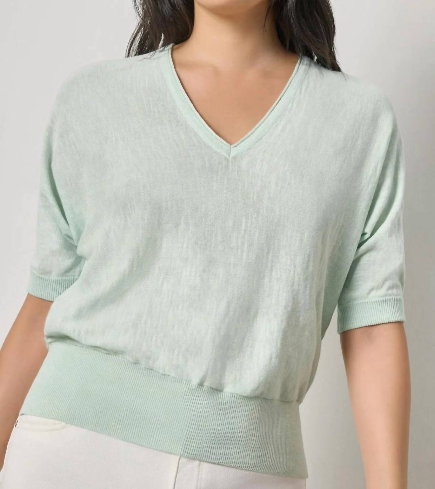 Lilla P Dolman V-neck Sweater in blue mist - women's sweater