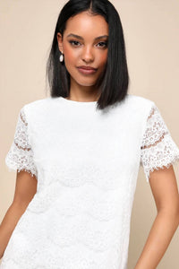 Lulus - Women's Take Me To Brunch Lace Shift Dress