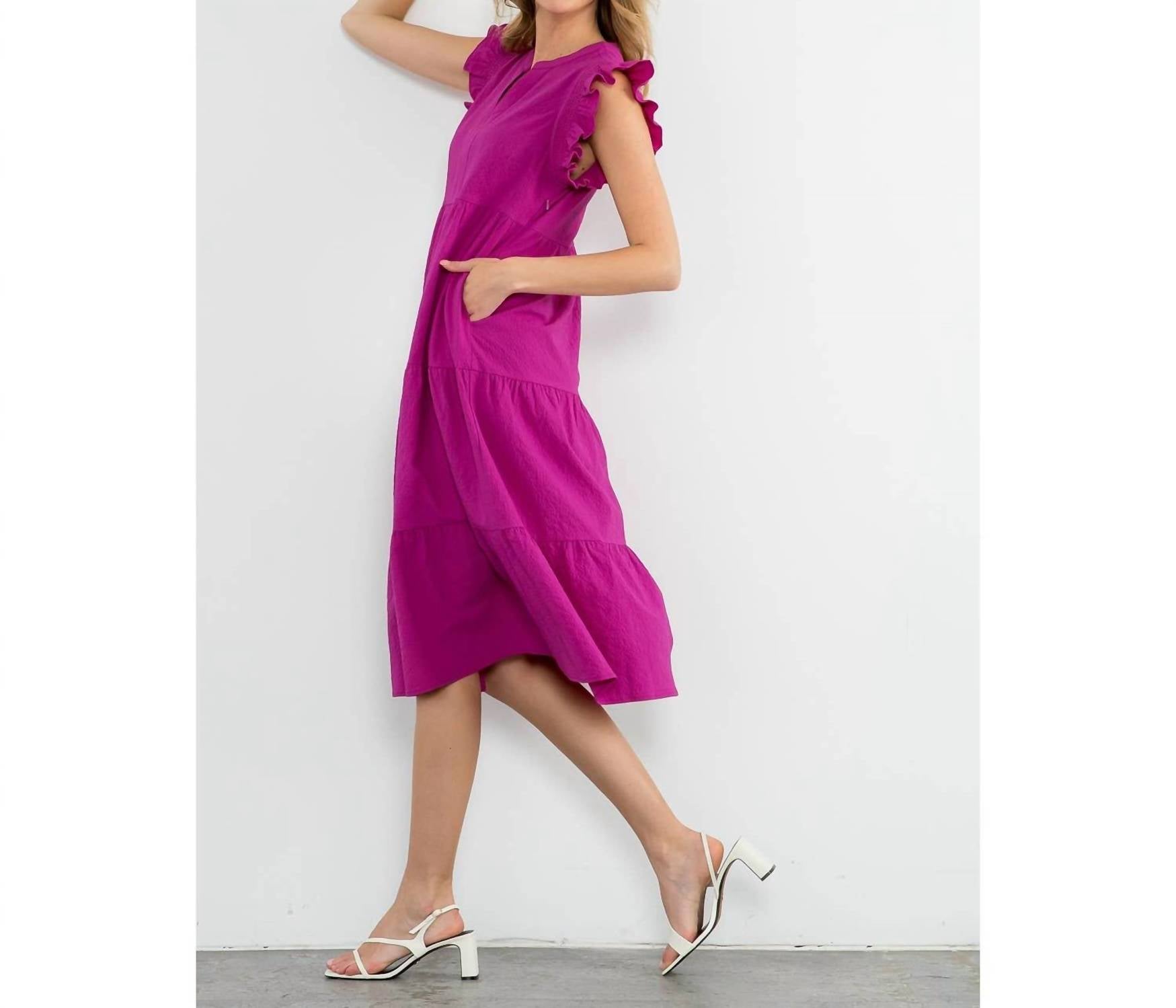 Thml - Ruffle Sleeve Tiered Midi Dress