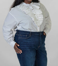 De Loreta - Laurel Long Sleeve Button Front Blouse - Plus