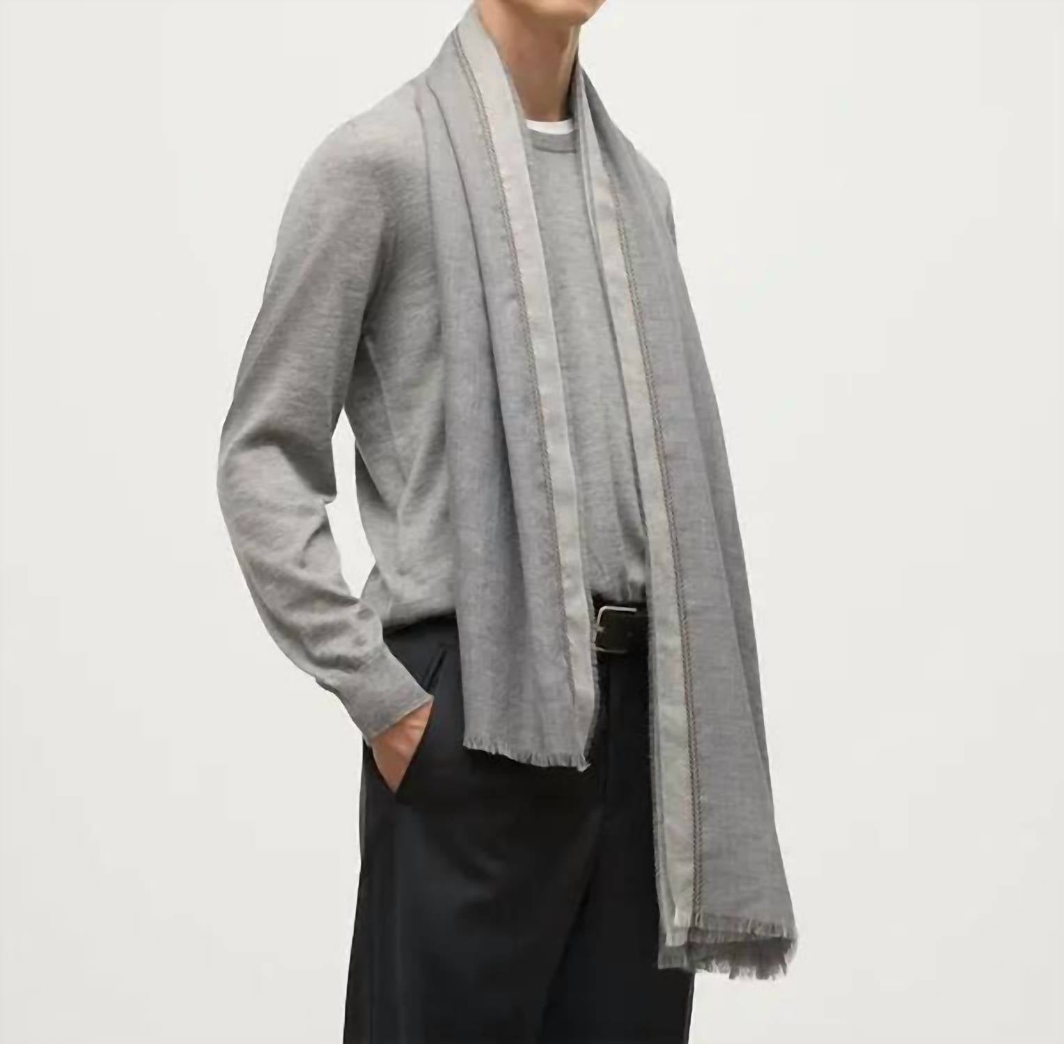 Johnstons of Elgin Unisex Ives Scarf in grey - women's scarf - view 4