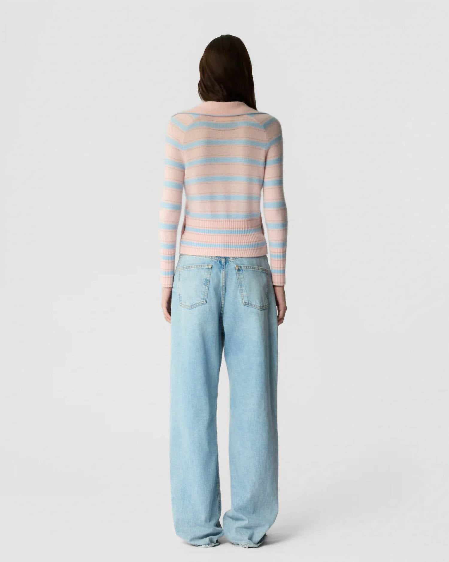 Guest In Residence Port Polo in residence port polo in powder pink combo - women's long sleeve top - view 4
