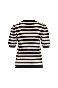 Maison Common - Short Sleeve Stripe Pullover With Embroidery