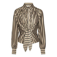 Karmamia Lee Shirt in tan stripe - women's blouse - detail view