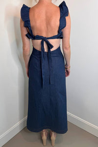 Zimmermann - Aster Denim Frill Midi Dress