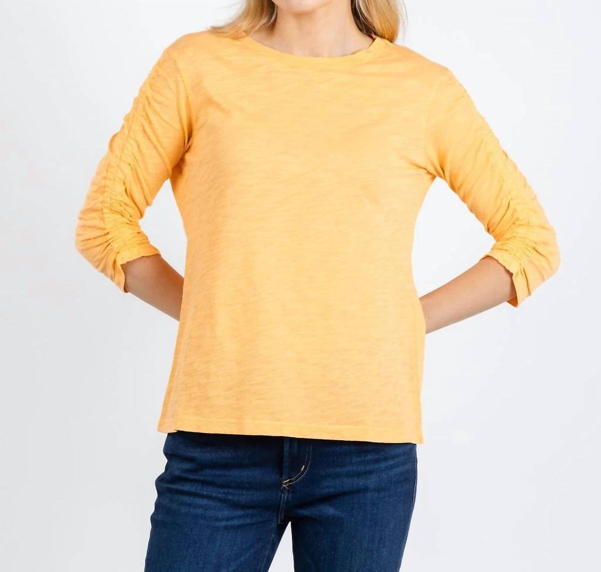 Elliott Lauren - Crissy Crew Neck Ruched Sleeve Tee