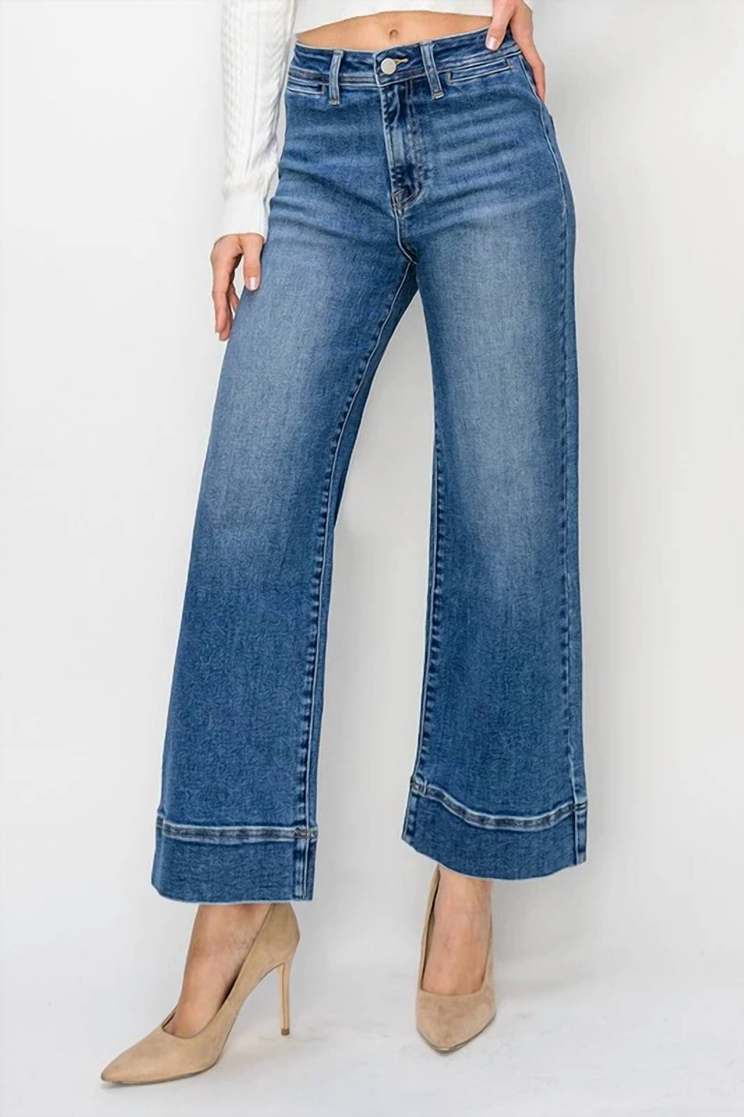 Risen - High Rise Crop Wide Jeans