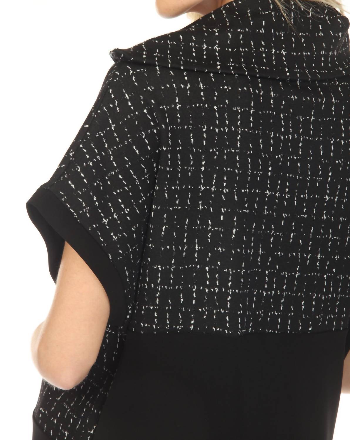 Joseph Ribkoff Checkered Jacquard Tunic Top in black off white 1 - women's shirt - view 6