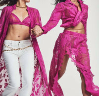 Hemant & Nandita - Flower Net Caftan Coverup