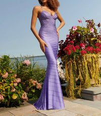 Faviana - Stretch Satin Rhinestone Dress