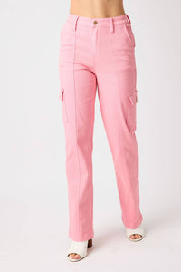 Judy Blue - High Waist Garment Dyed Straight Cargo Pants