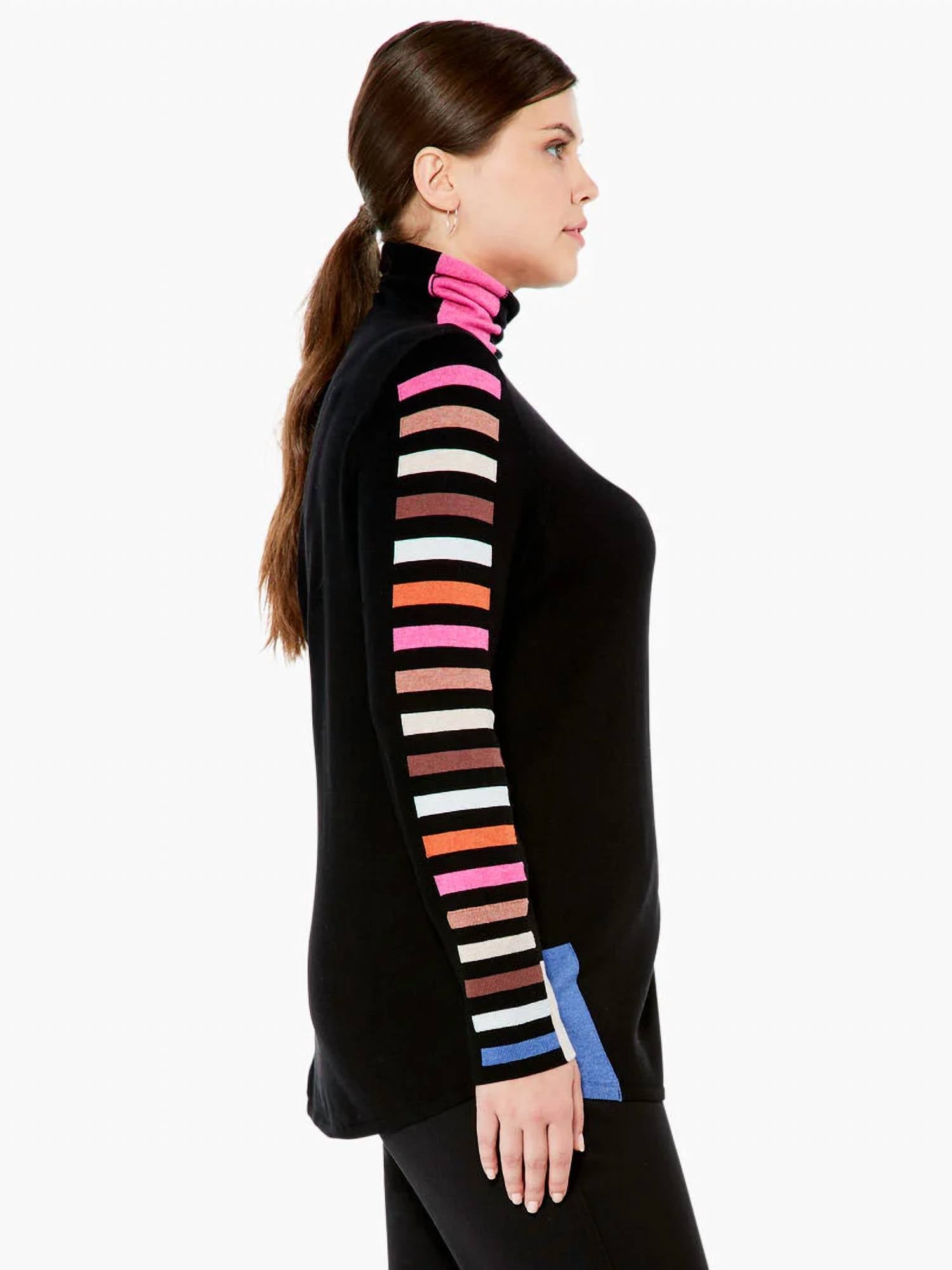 Nic + Zoe - Sena Stripes Aside Vital Turtleneck Sweater - Plus