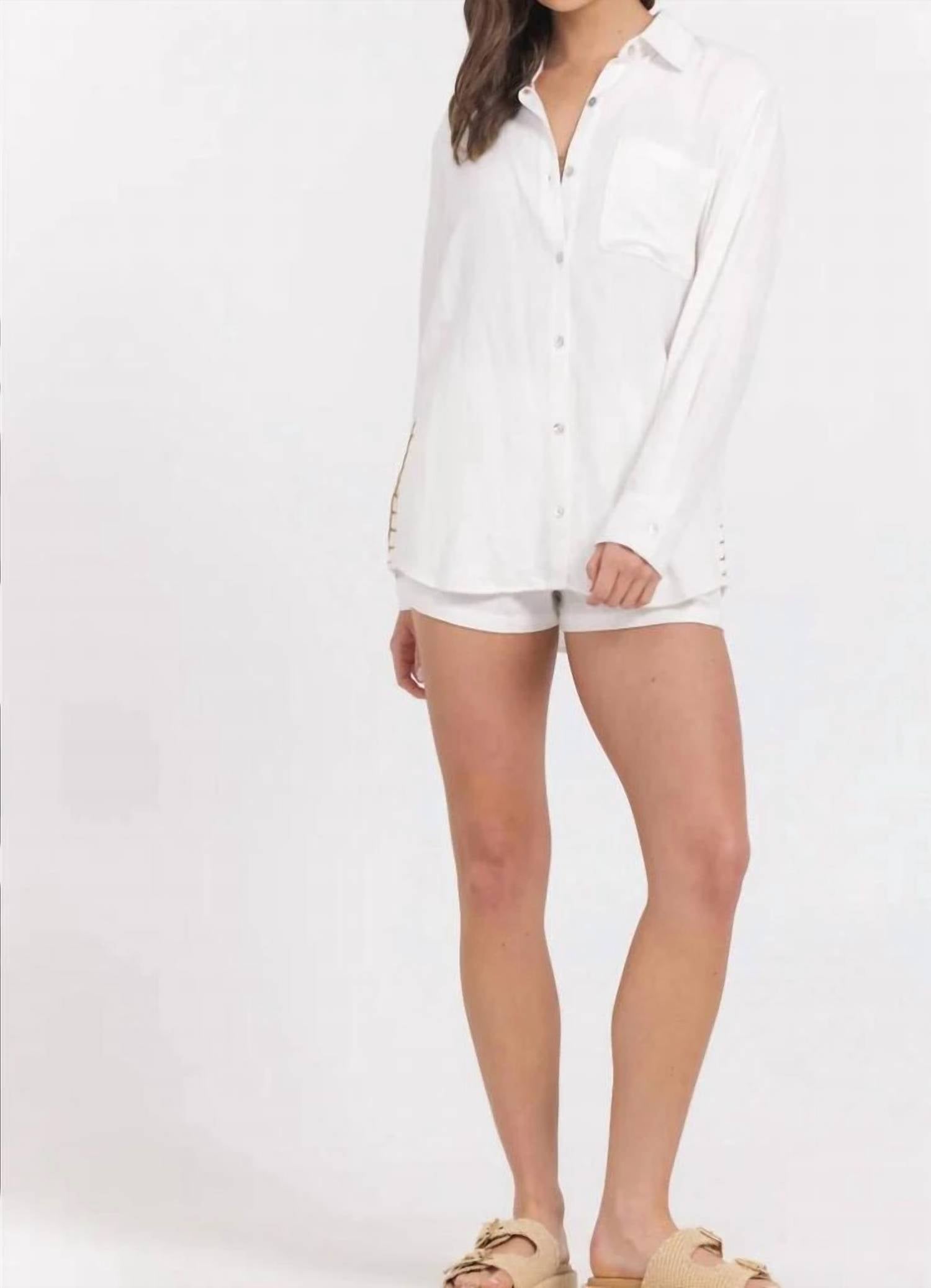 Surf Gypsy - Printed Washed Linen Button Down Shirt