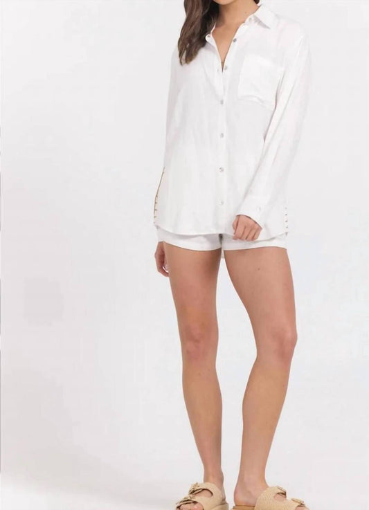 Surf Gypsy - Printed Washed Linen Button Down Shirt