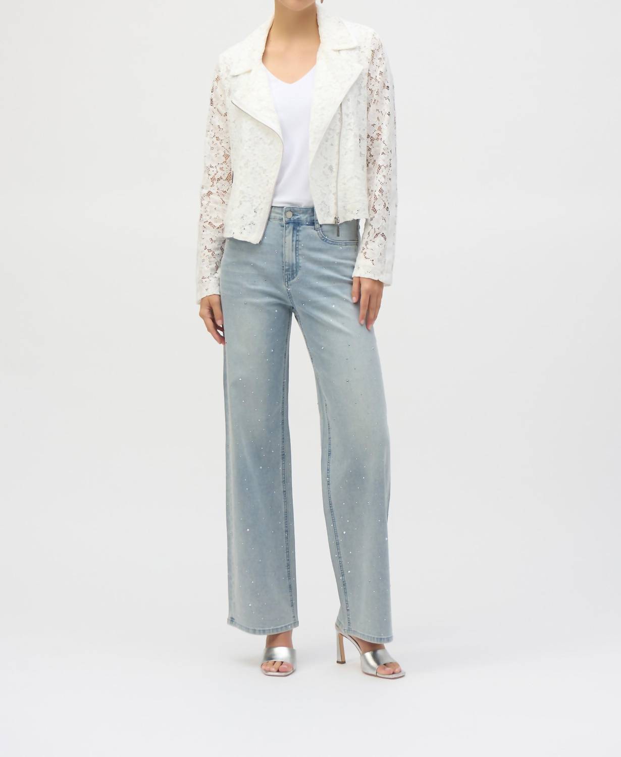 Joseph Ribkoff - Coralie Classic Wide Leg Stretch Jeans With Crystals