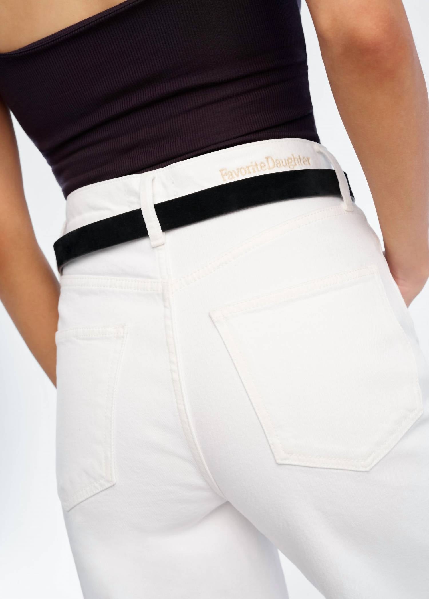 Favorite Daughter Masha Super High Rise Wide Leg Crop Jean in white - women's jeans - alternate view