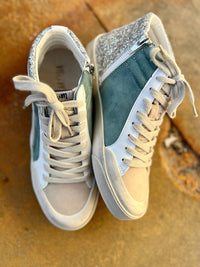 Miim - Women's Kyle Rubber Lace-up Glitter Leather Sneakers