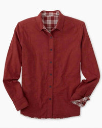 SOUTHERN TIDE Melbourne Reversible Plaid Sportshirt in heather tuscany red - men's shirt