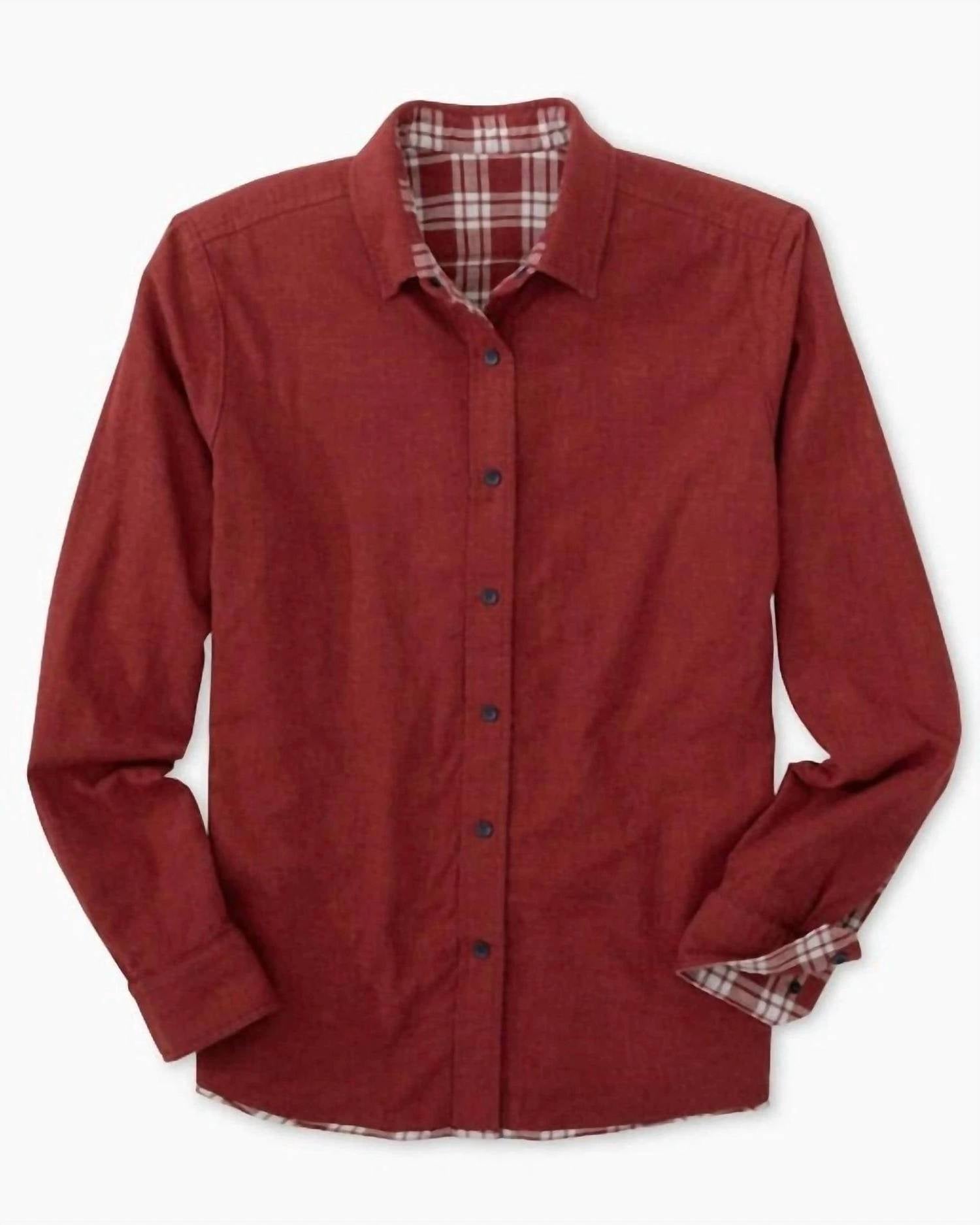 SOUTHERN TIDE Melbourne Reversible Plaid Sportshirt in heather tuscany red - men's shirt