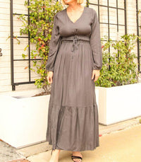 Grade & Gather - Slate Satin Maxi Dress