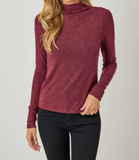 Mystree - Knit Mock Neck Long Sleeve Top