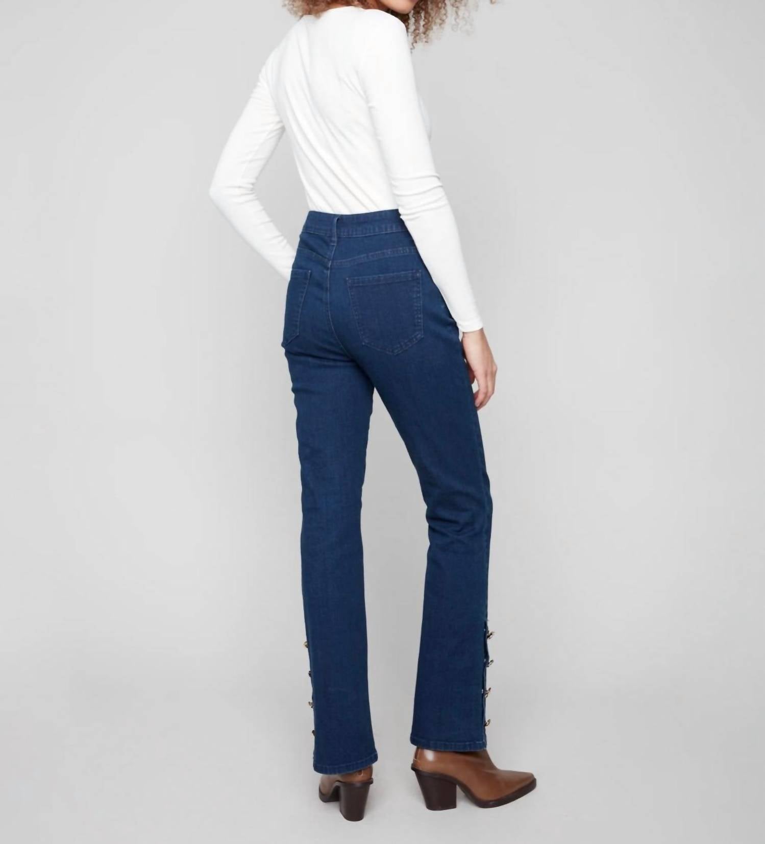 Charlie B - Bootcut Stretch Denim With Gem Buttons