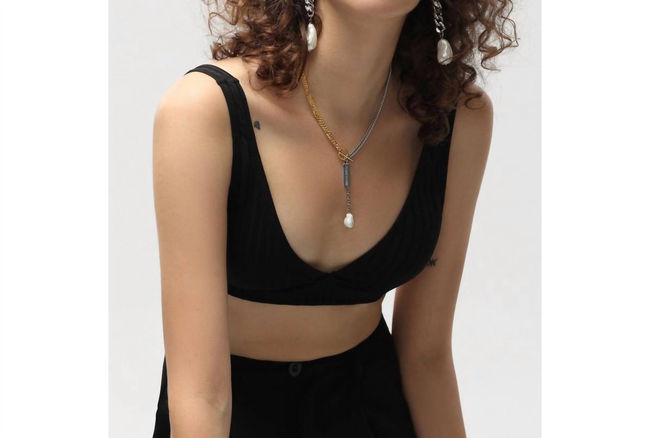 Classicharms - Women's Two-tone Chain Pearl Necklace