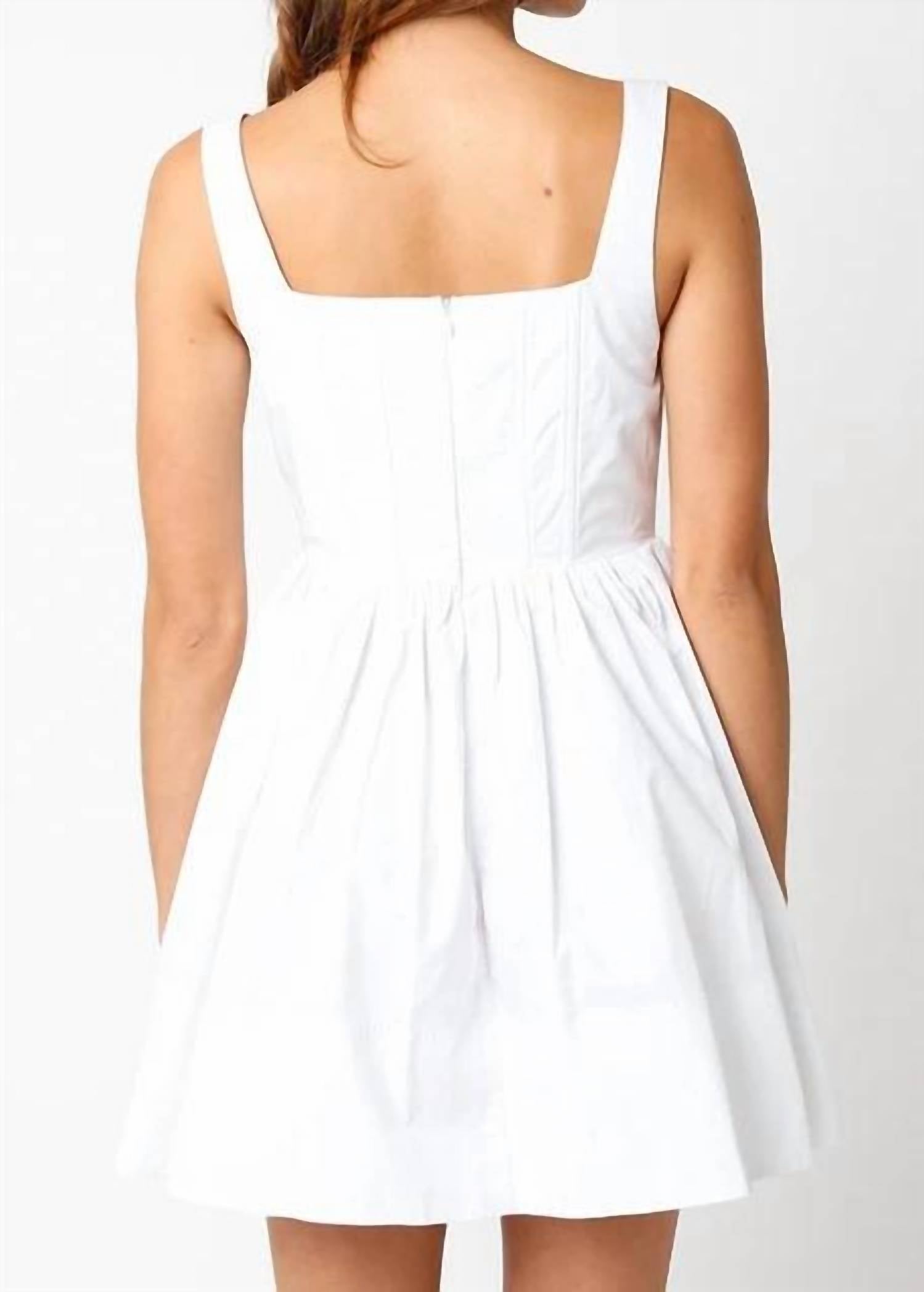 Olivaceous - Mila Cotton Poplin Bustier Boned Flare Mini Dress