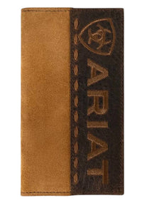 ARIAT Men's Roughout Leather Rodeo Wallet in tan - men's bag