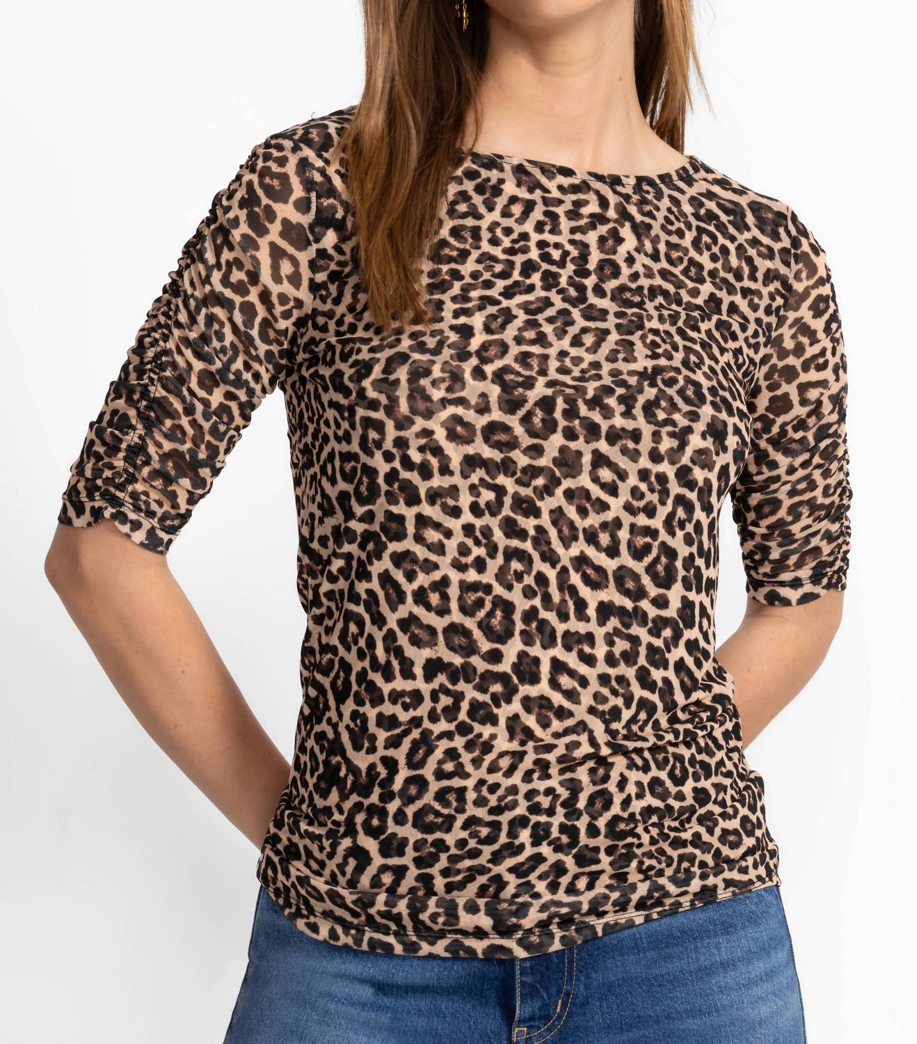 Johnny Was - RUCHED SLEEVE MESH TOP
