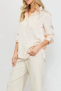 Skies Are Blue - Satin Button Down Shirt