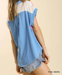Umgee - Color Block Gauze Top