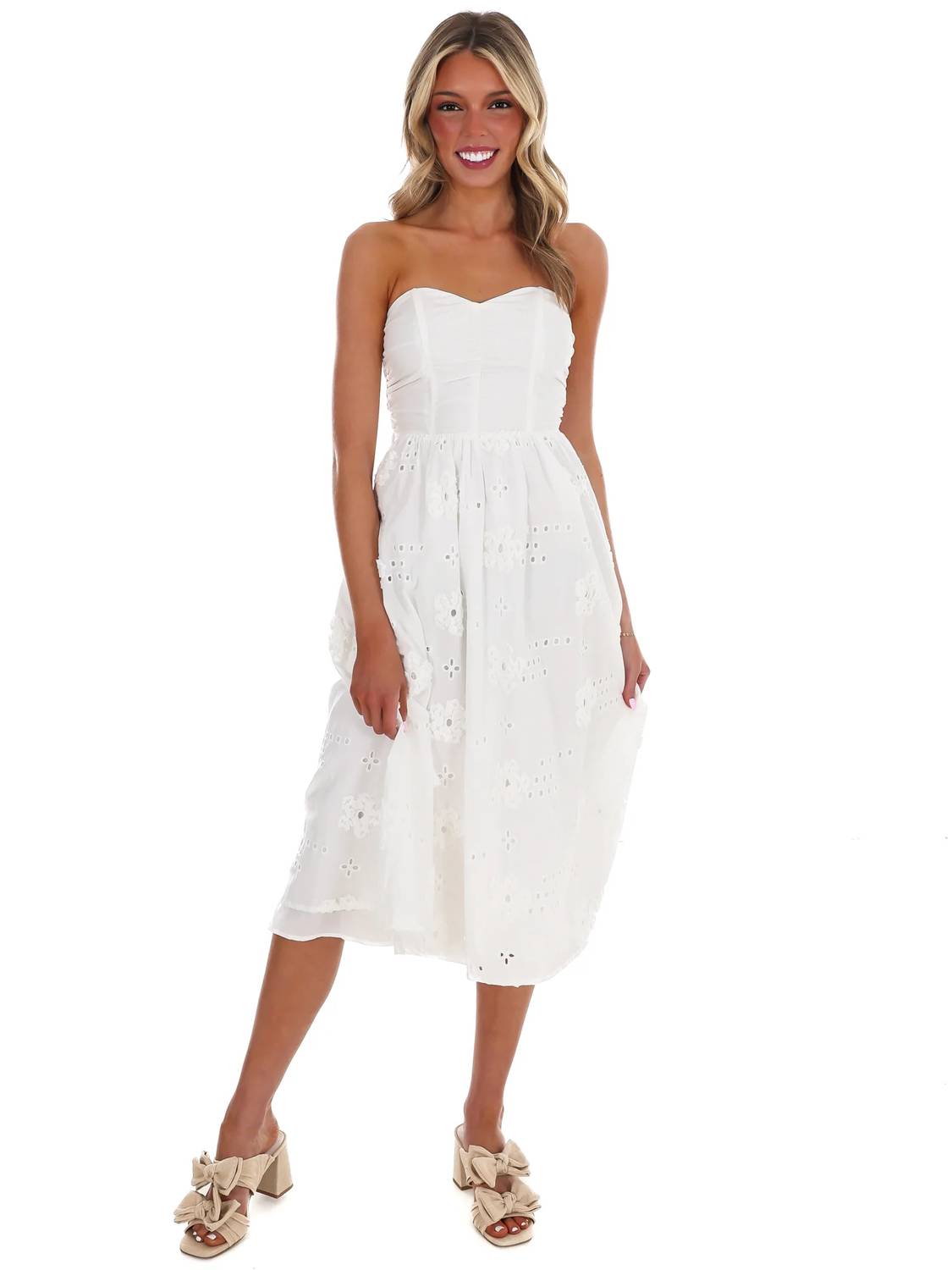 Baby Pink - Where Is The Love Strapless Midi Dress