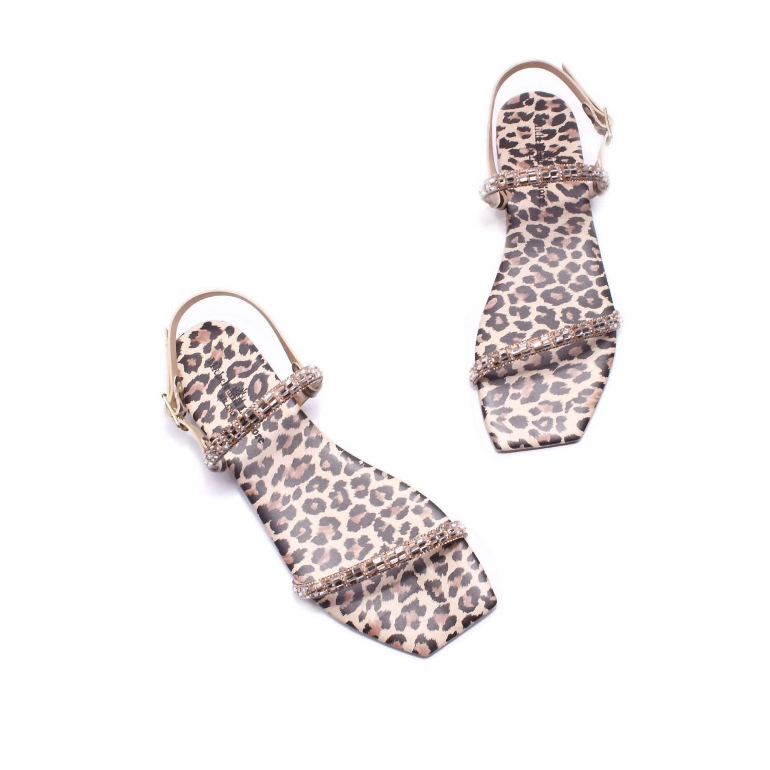 Michele Lopriore Women's Angela Ankle Flat Sandals in leather printed leopadr - women's sandal - alternate view