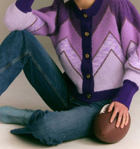 Allison New York - Fuzzy Chevron Cardigan